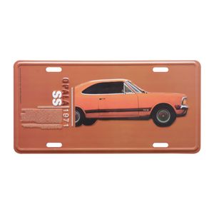 Placa-De-Carro-Em-Aluminio-GM-Opala-1971-Laranja-Fundo-Laranja